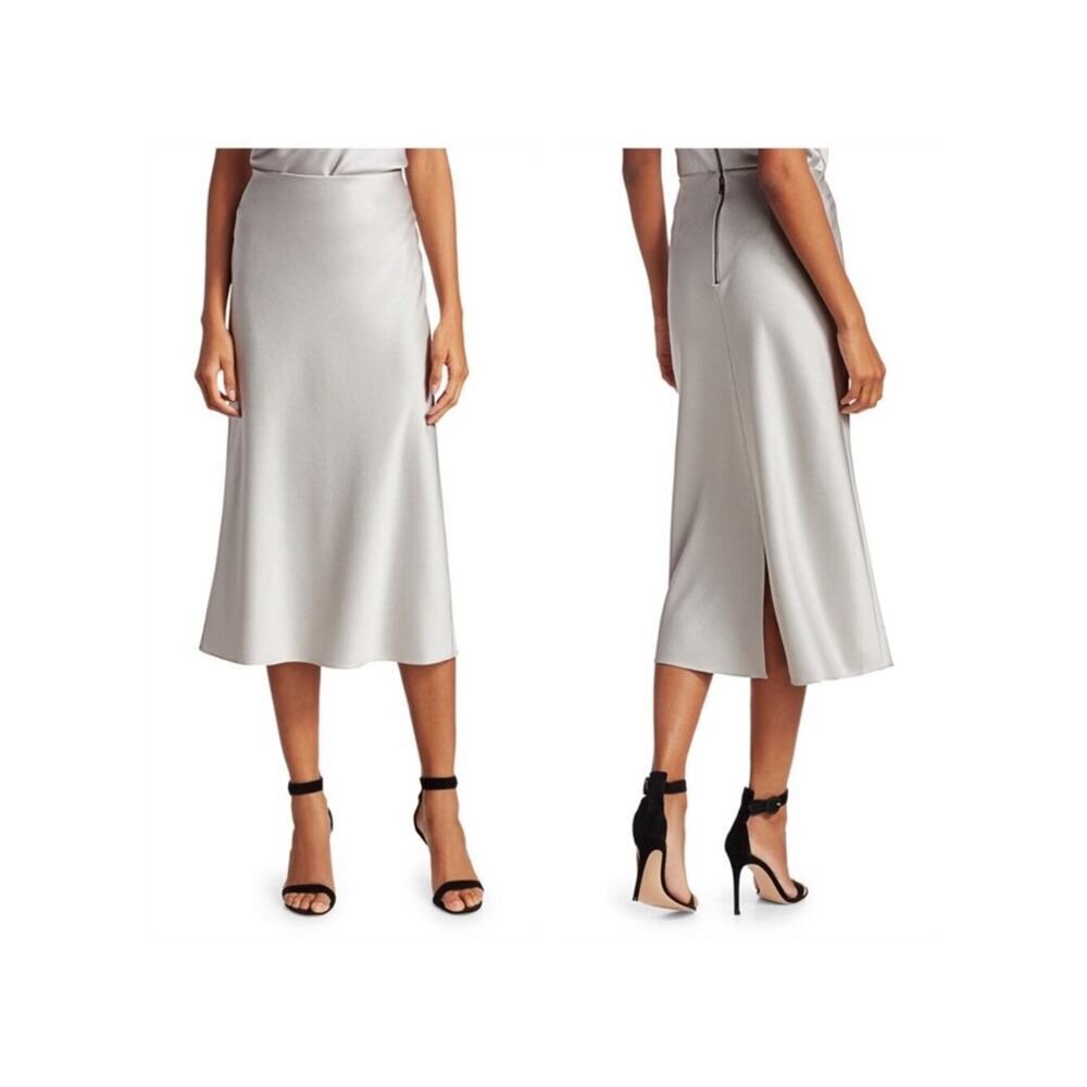NWT alice + olivia Maeve Slip Skirt Women’s Size 4 silver grey